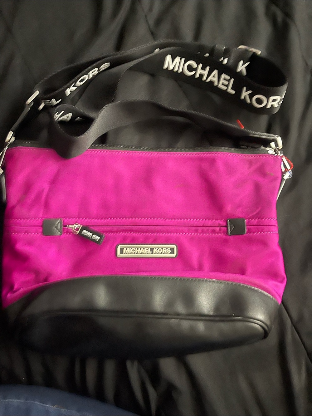 Michael Kors Fuchsia Nylon  with Black Leather Trim